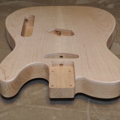 Unfinished Telecaster Body Book Matched Figured Flame Maple Top 2 Piece Alder Back Chambered, Standard Tele Pickup Routes 4lbs 1.3oz! image 5