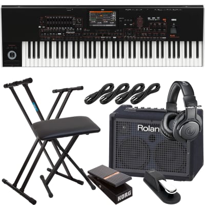 Korg Pa4X-76 76-key Professional Arranger, Roland KC220, Keyboard Stand, Bench, Korg EXP2 Pedal, Sustain Pedal, (4) 1/4 Cables, AT ATH-M20X Bundle image 1