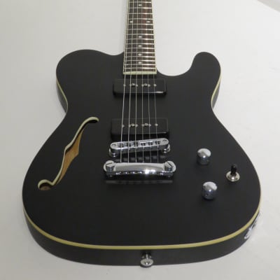 Lindo Dark Defender Semi Chambered Electric Guitar Thinline in Matte Black image 11