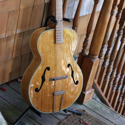 Harmony archtop arched top guitar flamed maple 1950's - natural for sale