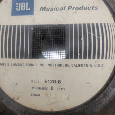 JBL D120F-6 1970's Grey vintage orange dust cap re-coned | Reverb