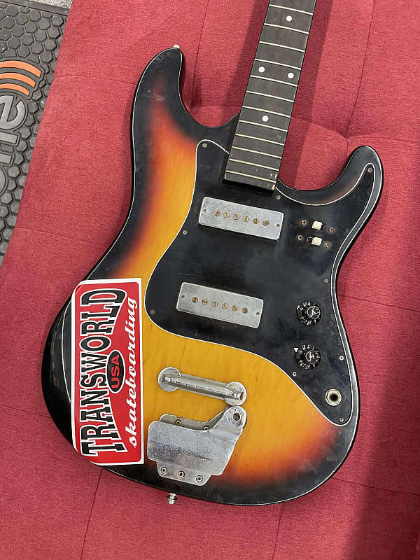 Vintage Japanese 2 Pickup Electric Guitar 60's - 3 Tone Sunburst image 1