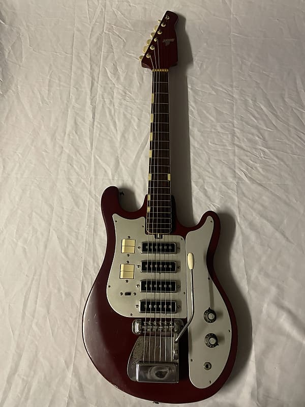 Teisco WG-4L Electric Guitar MIJ Japan W/ Chip Board Case Vintage 1960s Red image 1