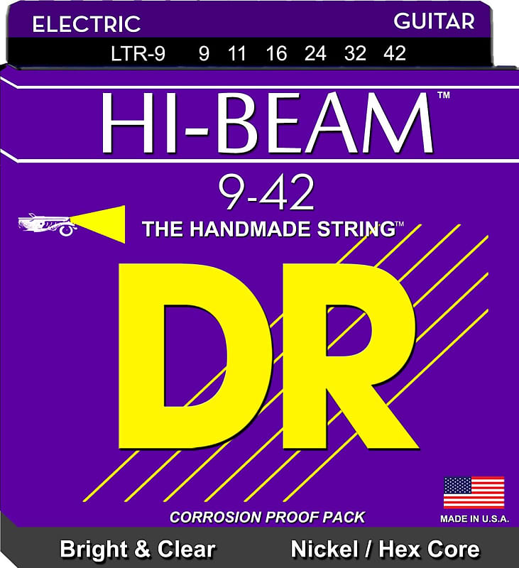 DR LTR-9 Hi-Beam Electric Guitar Strings; gauges 9-42 image 1