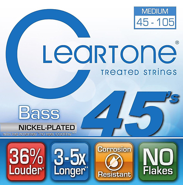 Cleartone 6445 No Feel Coated Bass Strings - Medium (45-105) image 1