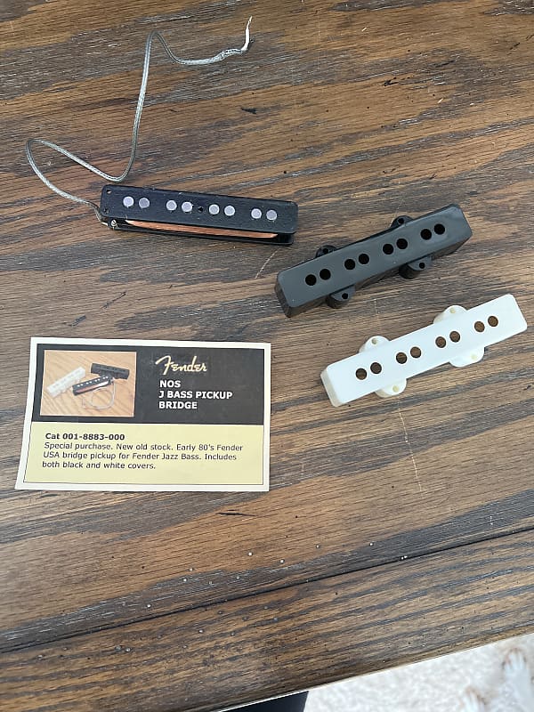 Fender Jazz Bass Bridge Pickup 1980s Black White Covers Reverb