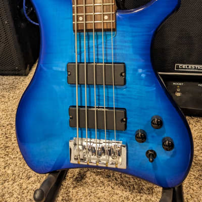 Harley Benton 5-String Marquess Bass | Flame Maple Top | Custom Wiring with 2x Push-Pull Pots | 35"-Scale 24-Fret 5-pc Maple/Walnut Neck image 6