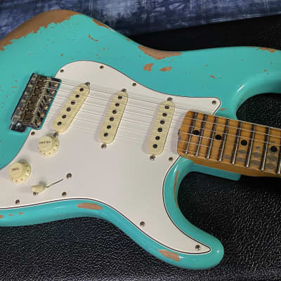 NEW ! 2023 Fender Custom Shop 69 Heavy Relic Stratocaster - Seafoam Green - Handwound PU's Jimi Hendrix Vibe - 7.7 lbs - Authorized Dealer image 3