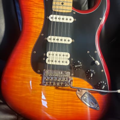Fender Player Stratocaster HSS Plus Top with Maple Fretboard- Aged Cherry Burst W/Locking Tuners for sale