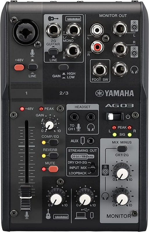 Yamaha AG03MK2 Black 6-Channel Live Streaming Loopback Mixer/USB interface image 1