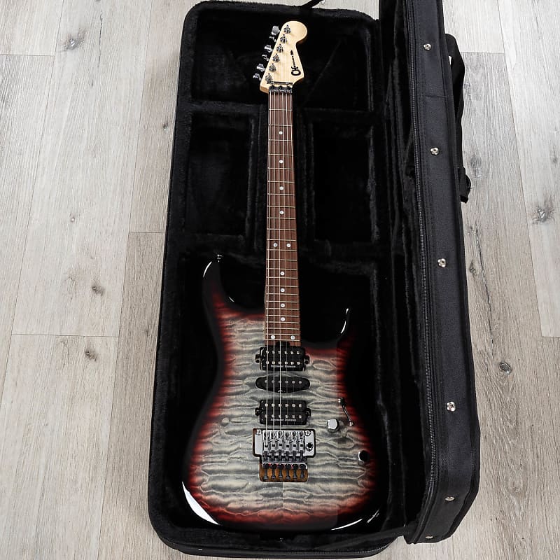 Charvel MJ San Dimas Style 1 HSH FR PF QM Guitar, Midnight Charvel MJ San Dimas Style 1 HSH FR PF QM Guitar, Midnight