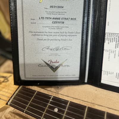 Fender Custom Shop Limited Edition 75th Anniversary Stratocaster 5A Birdseye Maple Neck Rosewood Fingerboard NOS Diamond White Pearl image 4