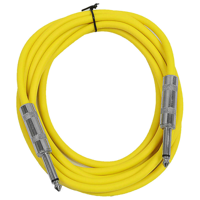 SEISMIC AUDIO - Yellow 1/4" TS 10' Patch Cable - Effects - Guitar - Instrument image 1
