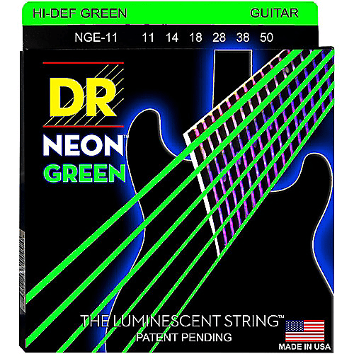 DR NGE-11 Neon Green Electric Guitar Strings; gauges 11-50 image 1
