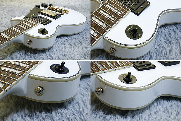 ESP Edwards E-LP-50C LP Custom White mounted amp Mini Guitar ESP Edwards E-LP-50C LP Custom White mounted amp Mini Guitar