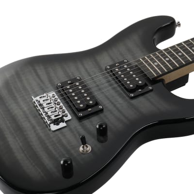 Glarry GST Stylish H-H Pickup Tiger Stripe Electric Guitar Kit with 20W AMP, Bag, Guitar Strap 2020s -Black image 9