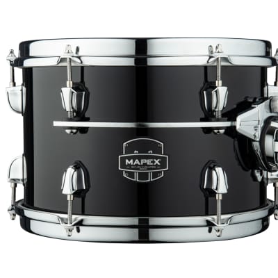 MAPEX SATURN EVOLUTION CLASSIC MAPLE 4-PIECE SHELL PACK - HALO MOUNTING SYSTEM - MAPLE AND WALNUT HYBRID SHELL - FINISH: Piano Black Lacquer (PB)  HARDWARE: Chrome Hardware (C) image 5
