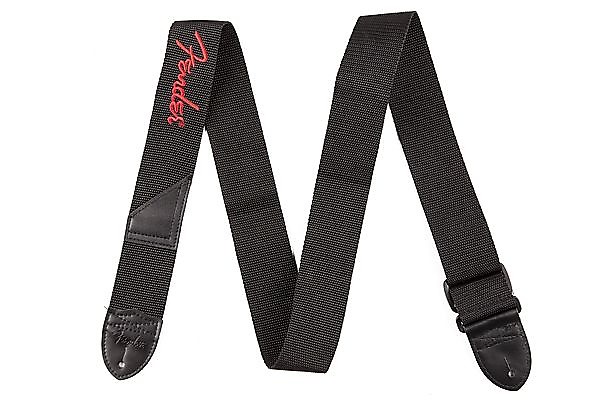 Fender 2" Black Poly Strap with Red Logo 2016 image 2