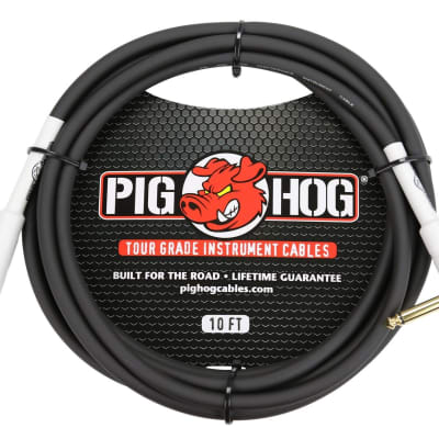 8 Pack Pig Hog PH10R Tour Grade 1/4" TS Straight to Right Angle Instrument Cable - 10' image 2