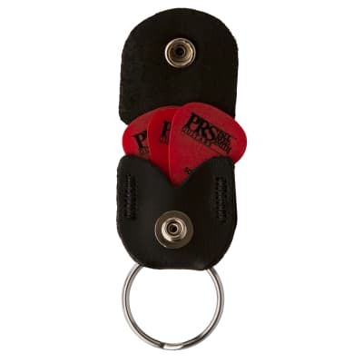 Paul Reed Smith PRS Keychain Leather Key Ring Pick Holder Black / Silver image 2
