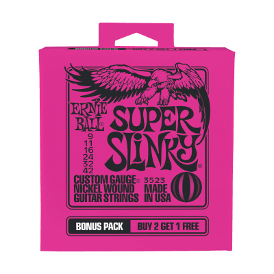 Ernie Ball P03523 Super Slinky Nickel Wound Electric Guitar Strings Bonus Pack