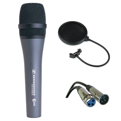 Sennheiser E845S Super-Cardioid Handheld Dynamic Microphone with Switch  plus XLR-XLR Cable and Pop filter