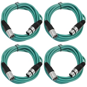 Seismic Audio SAXLX-6-4GREEN XLR Male to XLR Female Patch Cables - 6' (4-Pack)