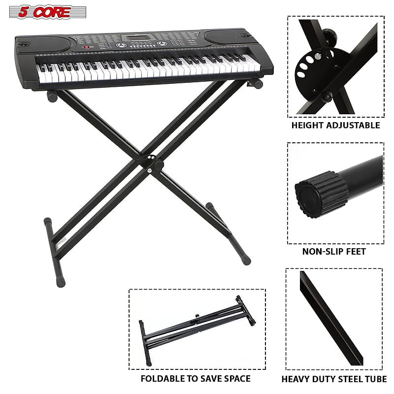 Double Braced Height Adjustable X Frame Music Piano Keyboard Stand & Bench  Chair 