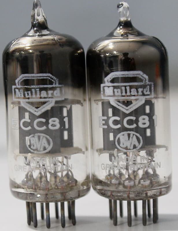 ECC81 MULLARD MATCHED PAIR MADE IN GREAT BRITAIN AMPLITREX TESTED #1983015  1983001