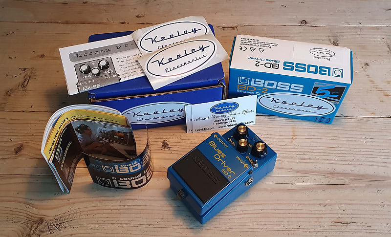 Original Keeley Boss BD-2 Blues Driver, With boxes, papers and stickers