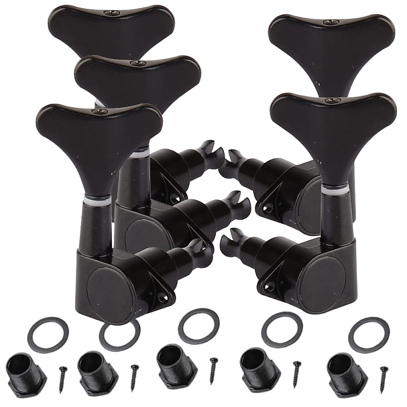 5 String Bass Tuning Pegs Tuners Machine Heads for Guitar Sealed 2L3R Black  Keys