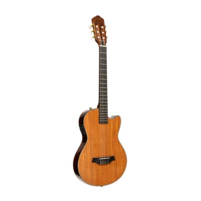 ANGEL LOPEZ 4/4 cutaway electric classical guitar with solid body natural colour image 3