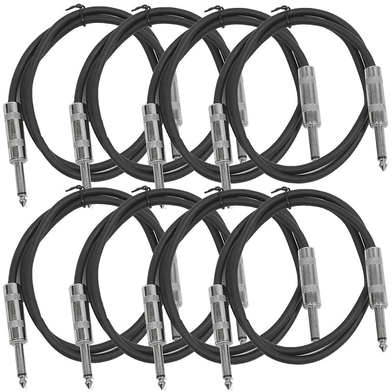 SEISMIC AUDIO New 8 PACK Black 1/4" TS 2' Patch Cables - Guitar - Instrument image 1
