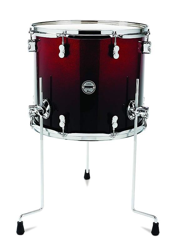 Pacific Drums PDCM1416TTRB 14 x 16 Inches Floor Tom with Chrome Hardware - Red to Black Fade image 1