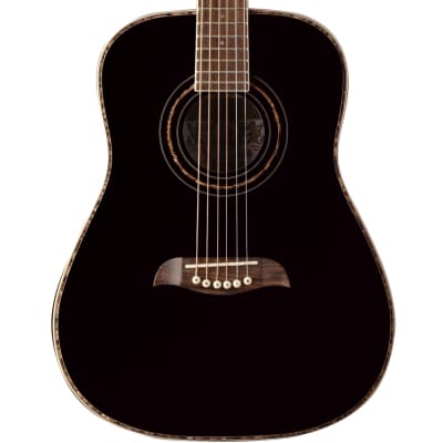 Oscar Schmidt OG1B 3/4 Size Dreadnought Acoustic Guitar, Black image 2