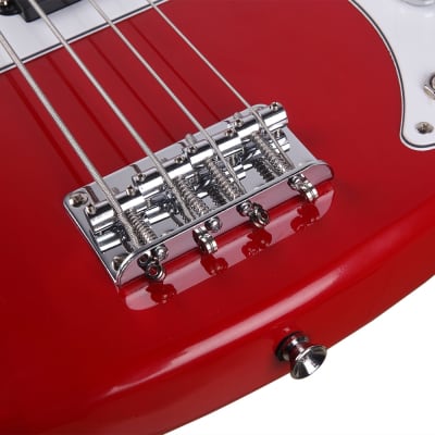 New Glarry GP Electric Bass Guitar Red w/ 20W Amplifier image 5