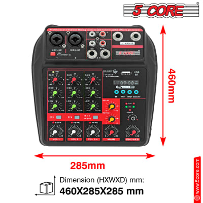 5 Core Audio Mixer DJ Mixer 4 Channel Sound Board w Built-in Effects & USB Bluetooth Audio Interface Music Mixer Professional Music Recording Equipment  MX 4CH image 6