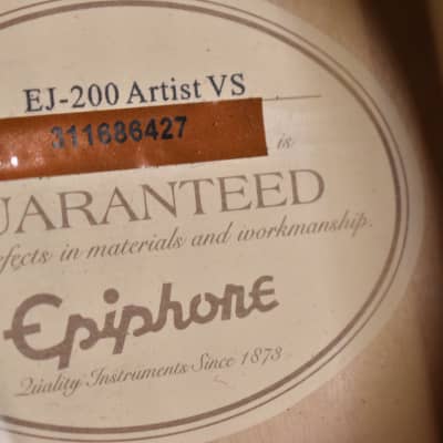 2014 Epiphone EJ-200 Artist Vintage Sunburst Finish Jumbo Acoustic Guitar w/OHSC image 17