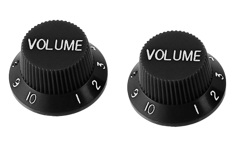 Volume Knobs (2) For Fender Strat, USA Split Shaft BLACK Reverb
