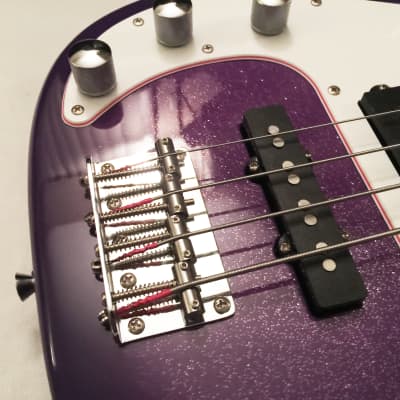 Lefty SX "Rock N Rose" Precision Bass Special Left-Handed Purple Glitter. Great Condition !... image 9