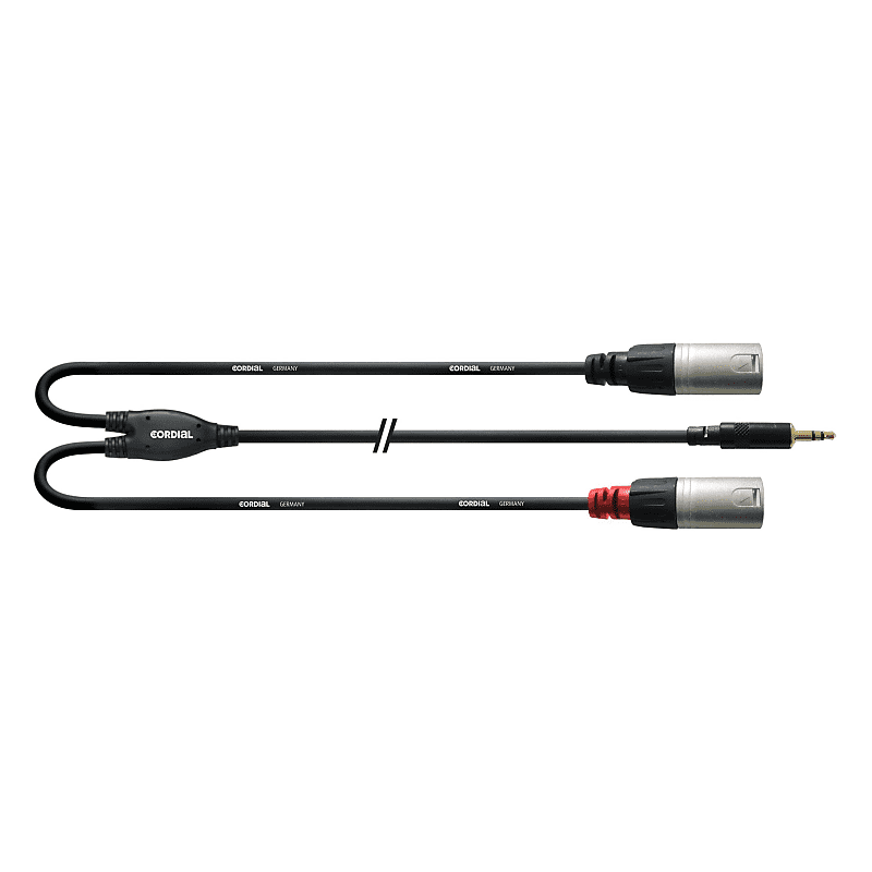 Cordial CFY 3 WMM Y-Audio Cable XLR male 3m Rean - Insert Cable  			
