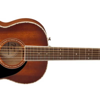 Fender - B-STOCK - PS-220E - Parlor Acoustic-Electric Guitar - All Mahogany / Ovangkol Fingerboard - Aged Cognac Burst - w/ Hardshell Case image 2