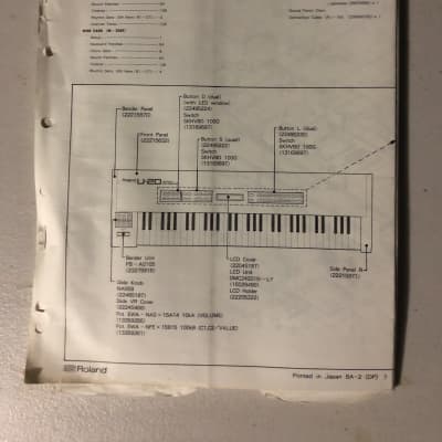 Roland U-20 RS-PCM Keyboard Service Notes
