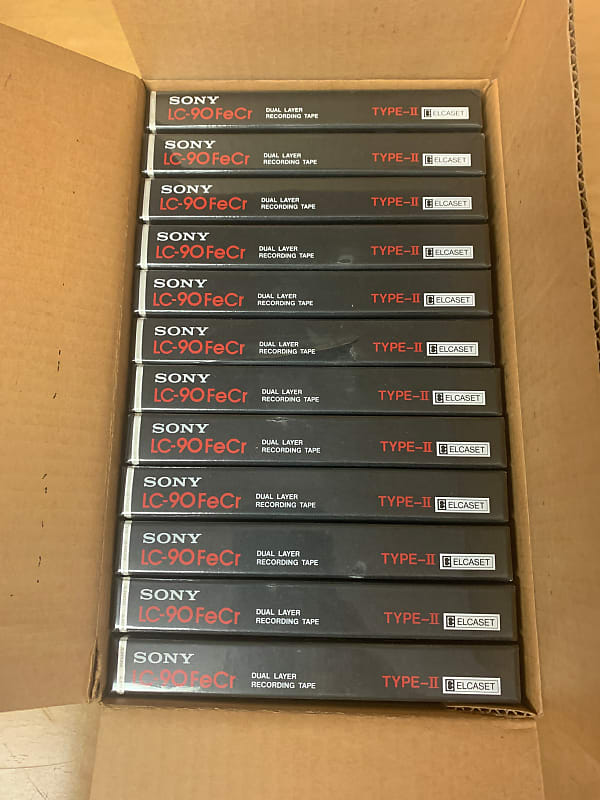 Sony LC-90 FeCr Elcaset Blank Audio Tape SEALED NOS Full Box of 12  			