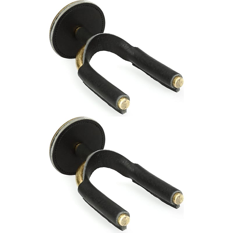 Levy's FGHNGR Brass Forged Guitar Hanger (2 Pack) - Black Leather image 1