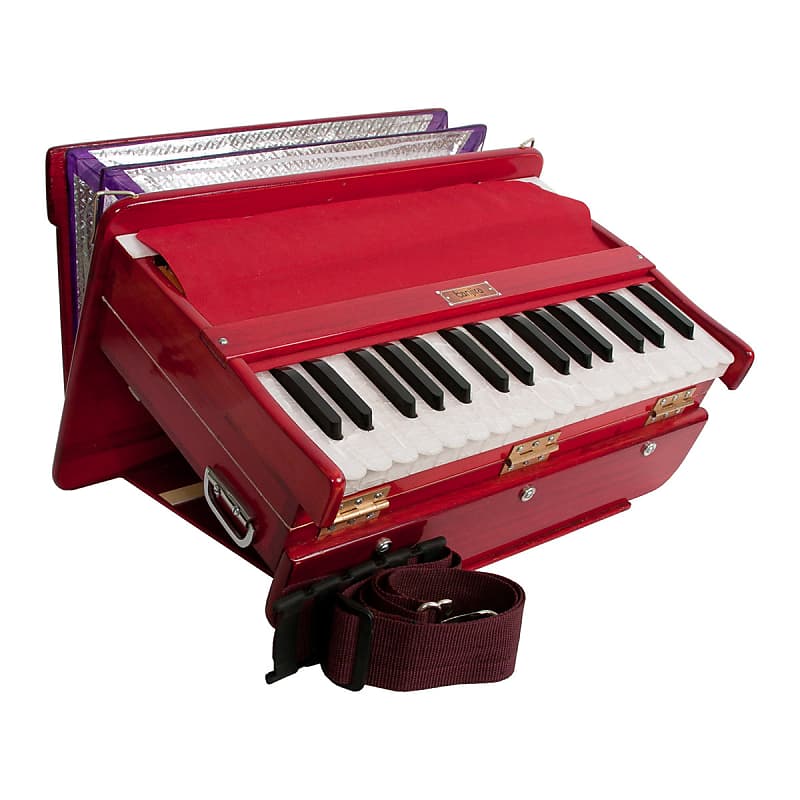 Banjira Indian Dulcetina Harmonium, Red w/ Bag & Shoulder Reverb