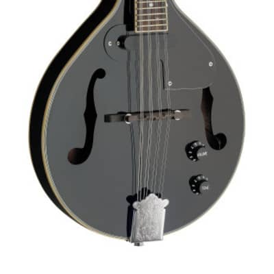 STAGG Black acoustic-electric bluegrass mandolin with nato top for sale