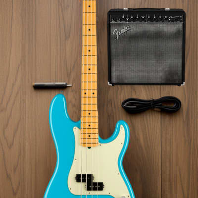Fender American Professional II Precision Bass Guitar with Maple Fingerboard (Miami Blue) image 7