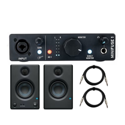 Arturia MiniFuse 1 Audio Portable Interface, USB Compatible with Midi Keyboard and Controller Bundle with 3.5 3.5-Inch Studio Monitor (Pair) and 6-Feet 1/4 Inch TRS Cables (4 Items) image 1