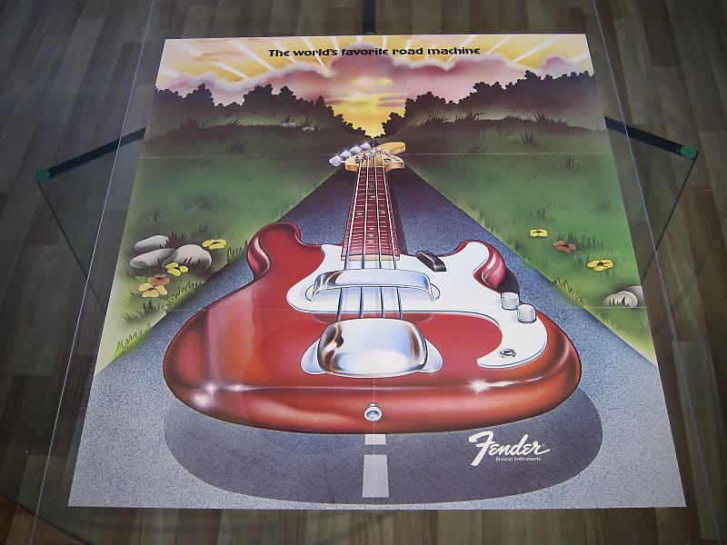 Fender Precision Bass Authentic Vintage Poster "The World's Favorite Road Machine" Circa-1970's-Multi Color image 1